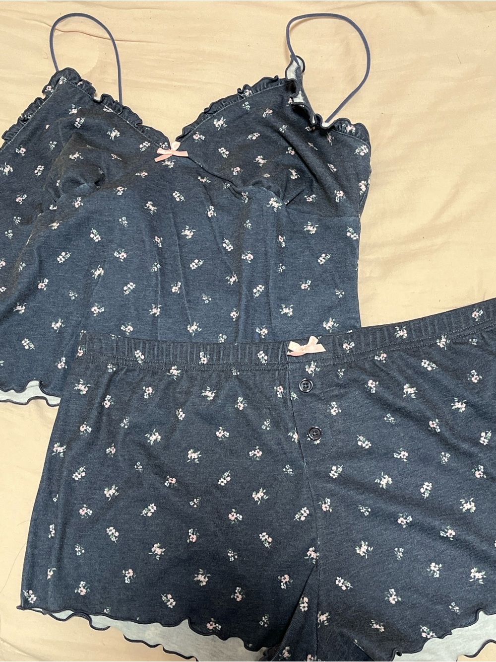 Aeropostale Navy Floral Cami & Shorts Pajama Set
